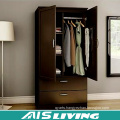 2 Door Steel Bedroom Wardrobe Cabinet with Inside Drawer Design (AIS-W457)